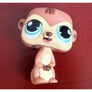 Littlest Pet Shop LPS #1376 Meerkat Brown Cream Green Dot Eyes Hasbro